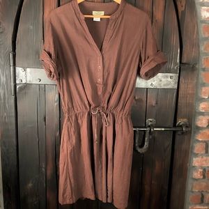 Territory Ahead brown sheer drawstring dress L